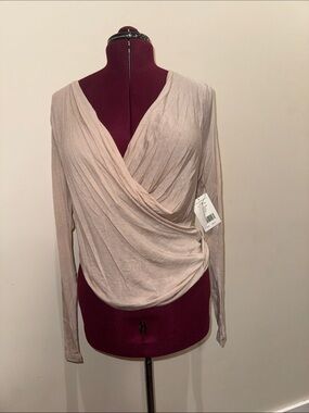 Robert Rodriguez Neiman Marcus Nude Front Wrap Long Sleeve Top